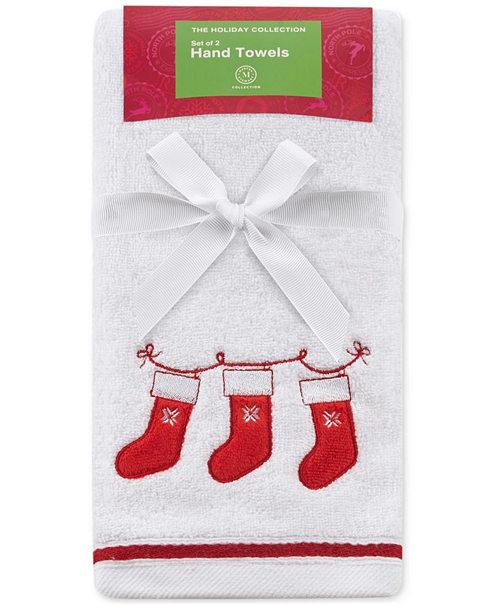 Martha Stewart Collection Stocking Holiday Embroidered Hand Towel Set ...