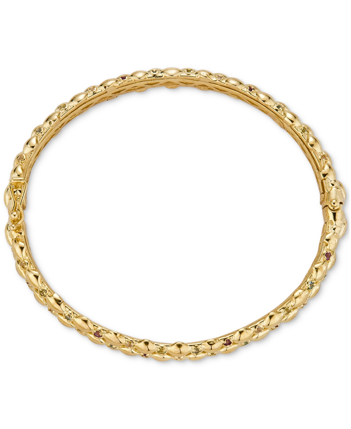 Multi-Gemstone Textured Bangle Bracelet (5-7/8 ct. tw) in 14k Gold-Plated Sterling Silver