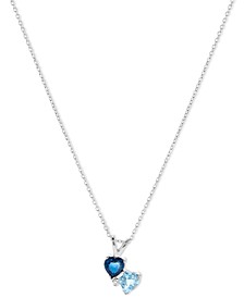 Multi-Gemstone (1-1/20 ct. t.w.) & Diamond Accent Double Heart 16" Pendant Necklace in 14k White Gold