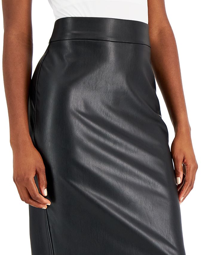 Anne Klein Women's PullOn Faux Leather Skimmer Skirt Macy's