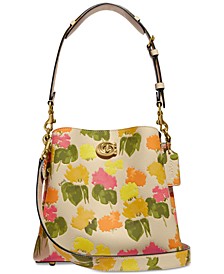 Floral Printed Leather Willow Bucket Bag