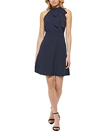 Petite Bow-Neck Fit & Flare Dress