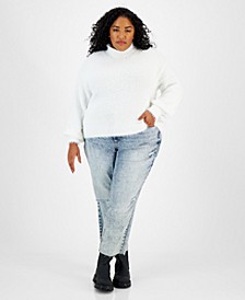 Trendy Plus Size Funnel-Neck Eyelash Sweater