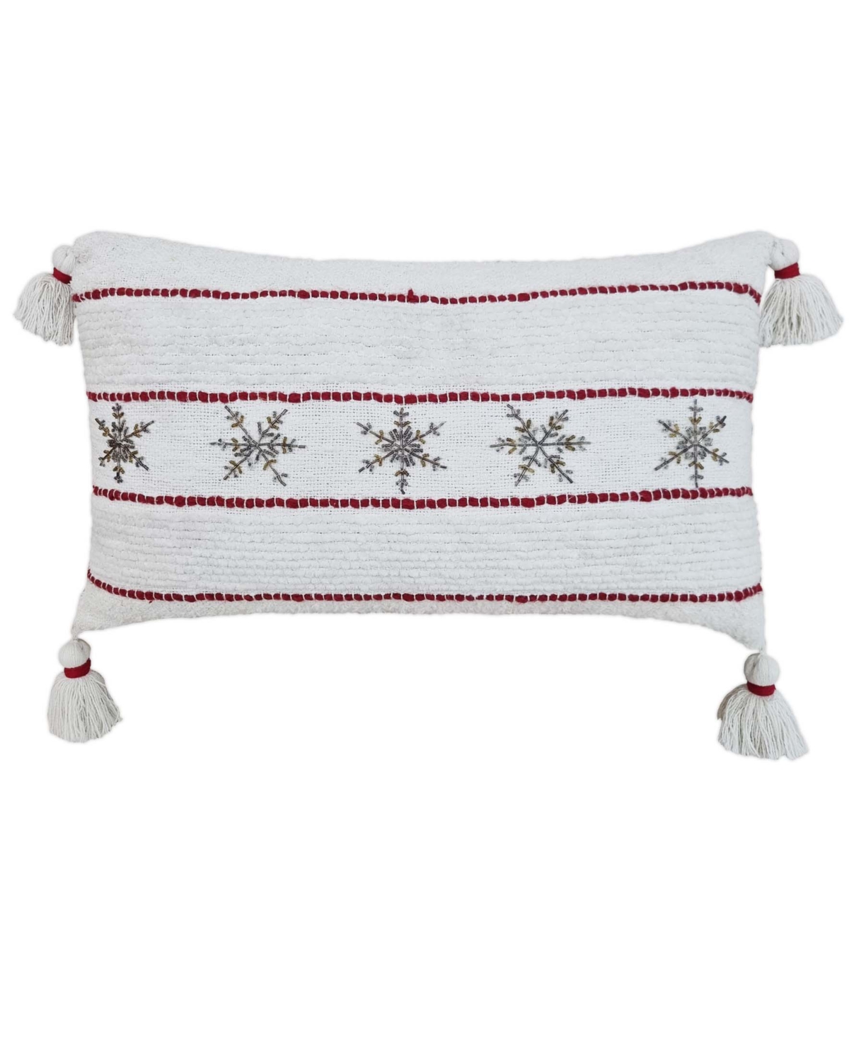 Vibhsa Christmas Pillow For Holidays, 24" X 14" In Ivory/red