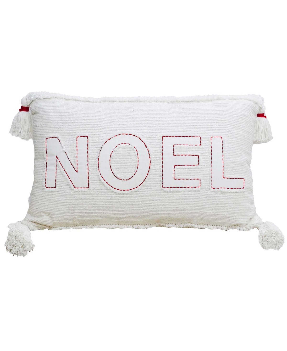 Vibhsa Noel Christmas Pillow For Holidays, 24" X 14" In Red/ivory