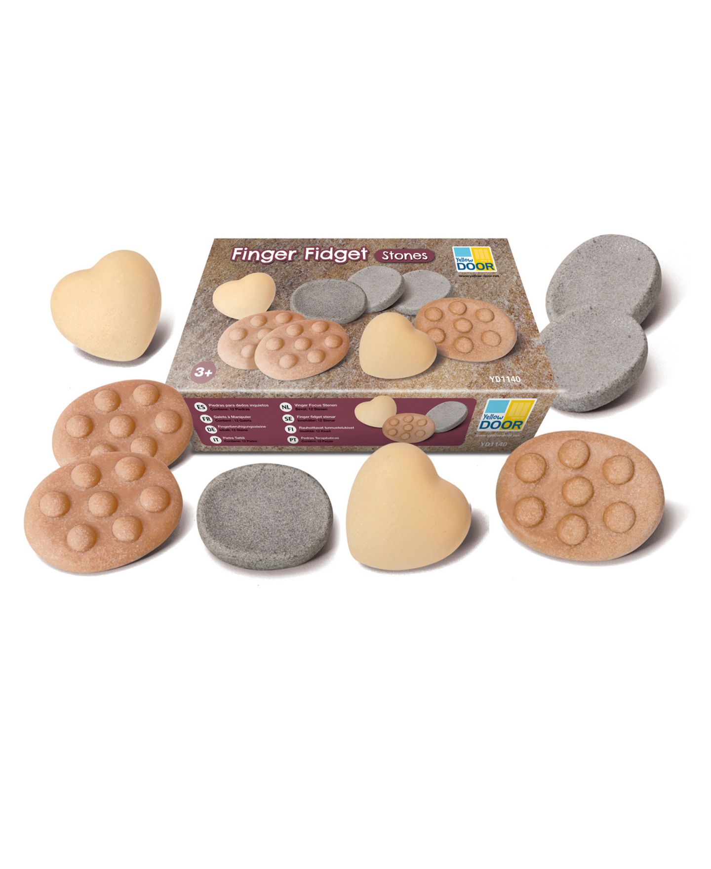 Детские игрушки Yellow Door Finger Fidget Sensory Stones, 12-Piece Set, Ages 3+ — фото 1