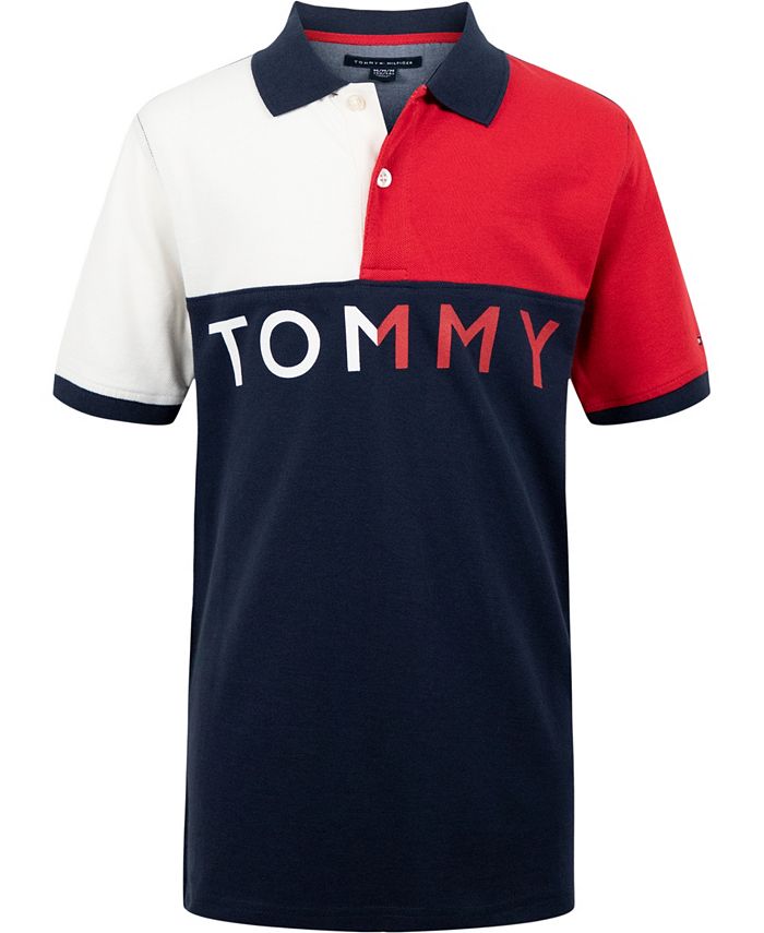 Tommy Hilfiger Little Boys Asymmetric Flag Block Polo Shirt - Macy's