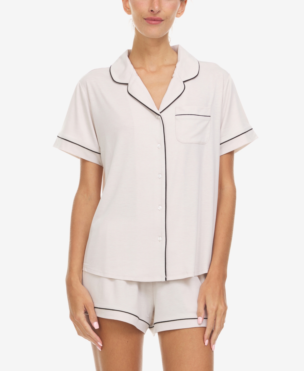 Flora By Flora Nikrooz Annie Shirt & Shorts 2-piece Pajama Set In Beige