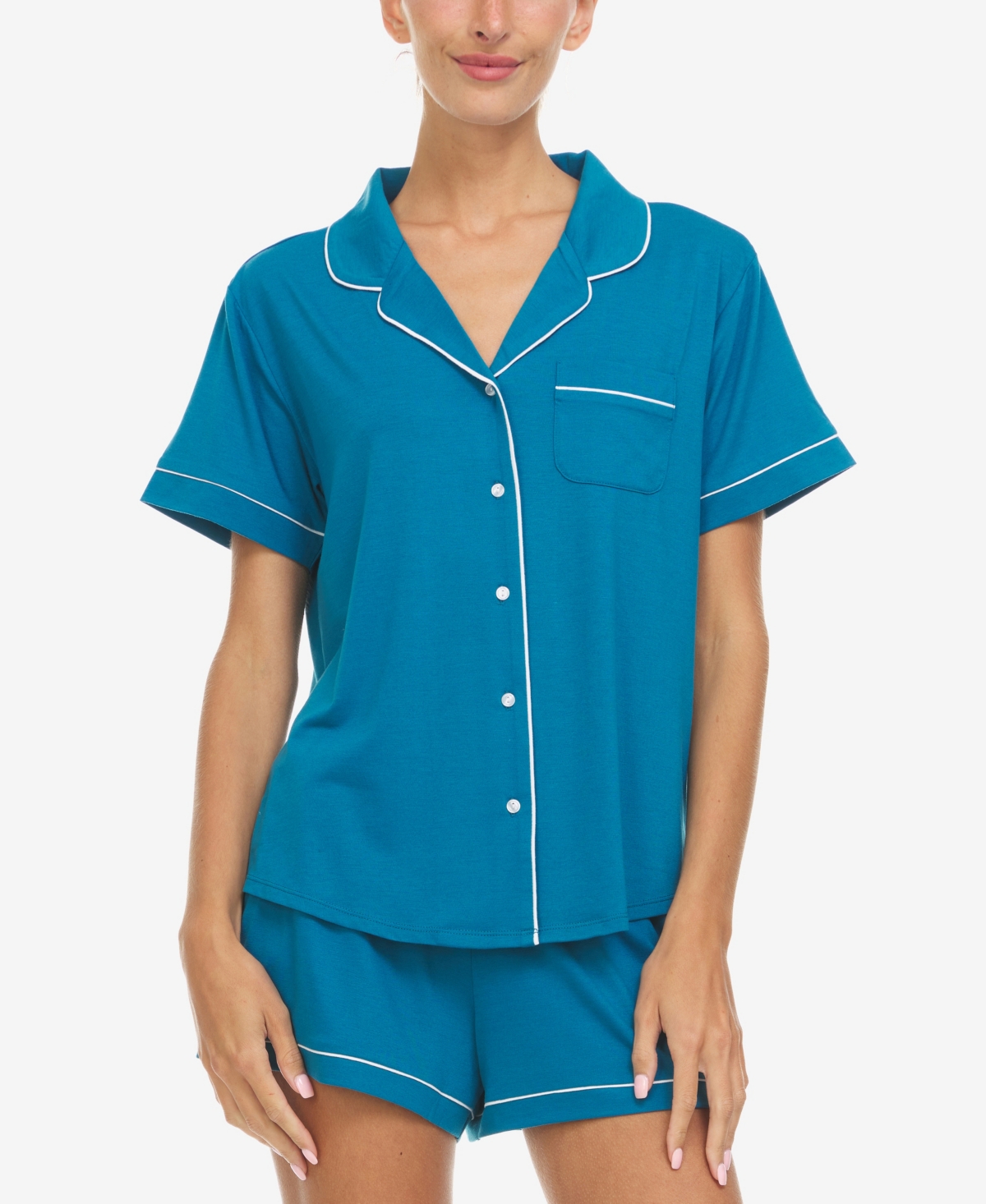 Flora By Flora Nikrooz Annie Shirt & Shorts 2-piece Pajama Set In Ocean Blue