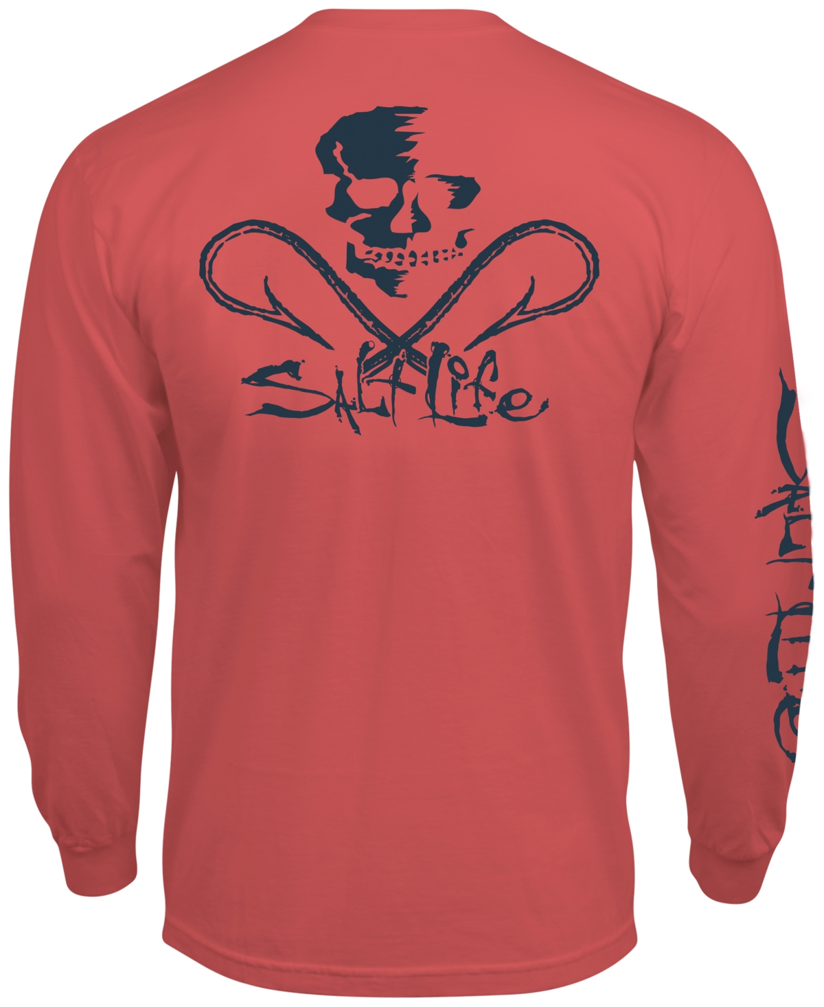 Men's Skull & Hooks Logo Graphic Long-Sleeve T-Shirt - Burnt Coral