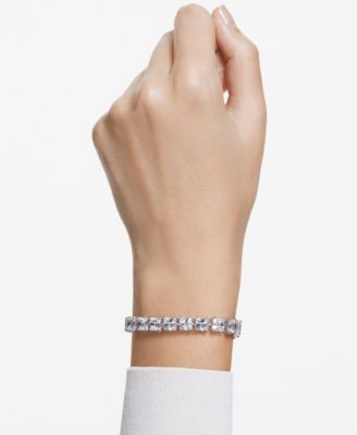 Rhodium-Plated Square-Crystal Flex Bracelet