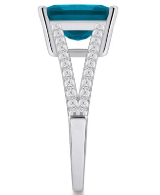 London Blue Topaz and Diamond Accent Ring in 14K White Gold