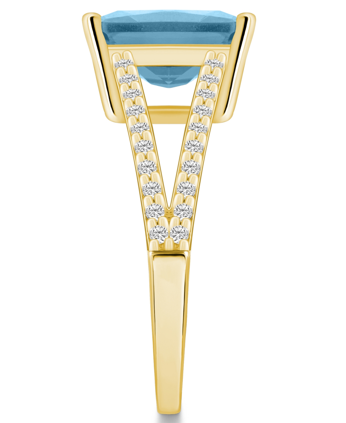 Macy'sand Diamond Accent Ring in 14K Yellow Gold - Aquamarine
