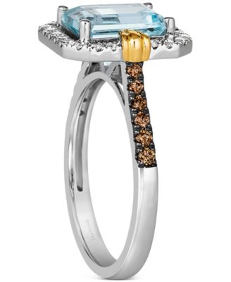 Sea Blue Aquamarine (2 ct. t.w.) & Diamond (3/8 ct. t.w.) Ring in 14k Two-Tone Gold