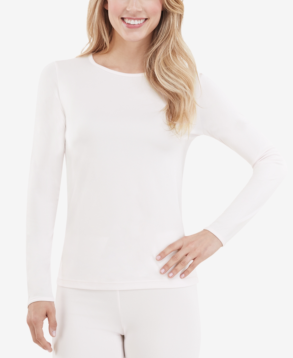 Shop Cuddl Duds Women's Climatesmart Long Sleeve Top In White