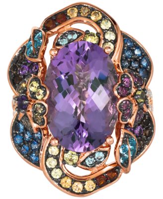 Crazy Collection&reg; Multi-Gemstone (7-7/8 ct. t.w.) & Nude Diamond (3/8 ct. t.w.) Statement Ring in 14k Rose Gold