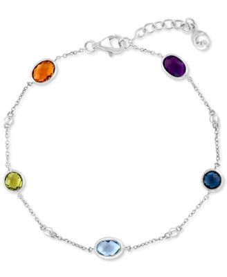 EFFY Collection - Multi-Gemstone Station Link Bracelet (3-7/8 ct. t.w.) in Sterling Silver