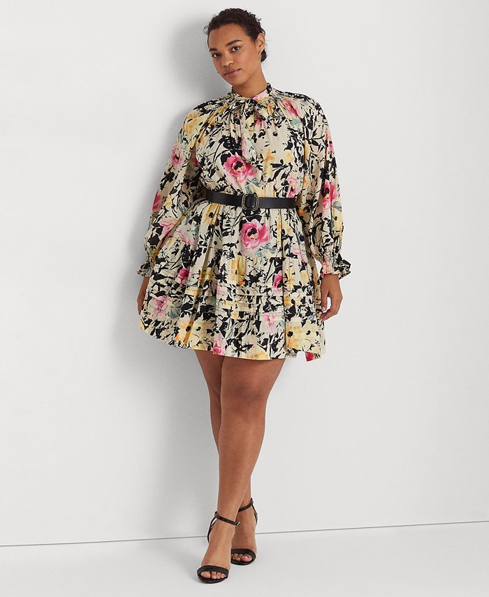 Lauren Ralph Lauren Plus-Size Floral Cotton Voile Dress & Reviews - Dresses  - Plus Sizes - Macy's