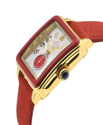 Women's Bari Enamel Swiss Quartz Italian Red Leather Strap Watch 34mm