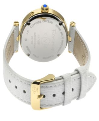 Women's Florence Swiss Quartz Italian White Leather Strap Watch 36mm