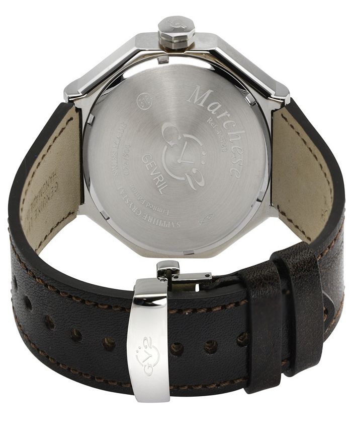 Gevril Men's Marchese Swiss Quartz Italian Brown Leather Strap Watch