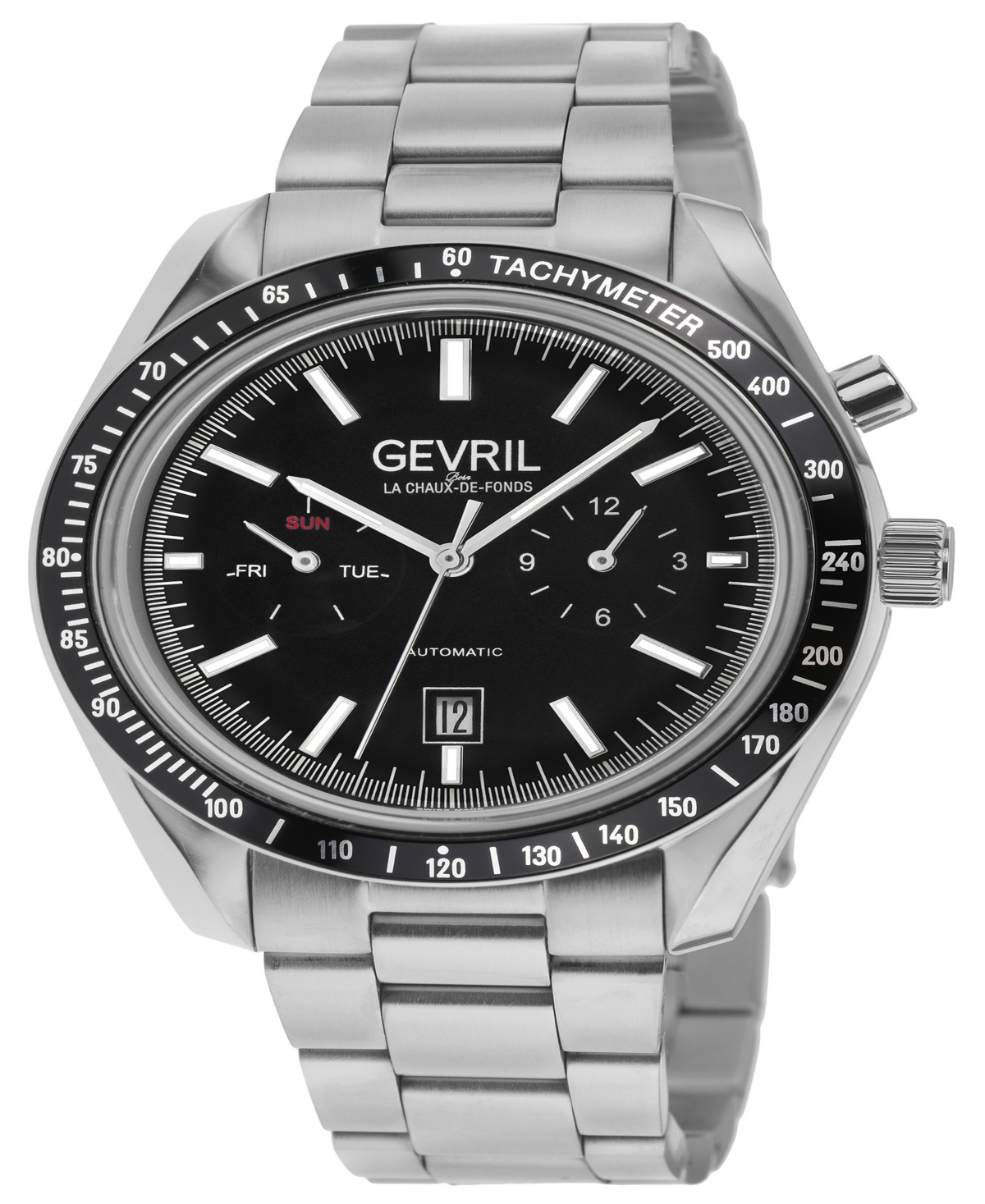 Gevril Men's Lenox Swiss Automatic Silver-Tone Stainless Steel Bracelet Watch 44mm