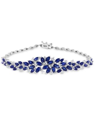 EFFY Collection - Sapphire (6 ct. t.w.) & Diamond (1/4 ct. t.w.) Statement Bracelet in 14k White Gold