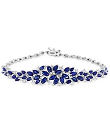 EFFY® Sapphire (6 ct. t.w.) & Diamond (1/4 ct. t.w.) Statement Bracelet in 14k White Gold