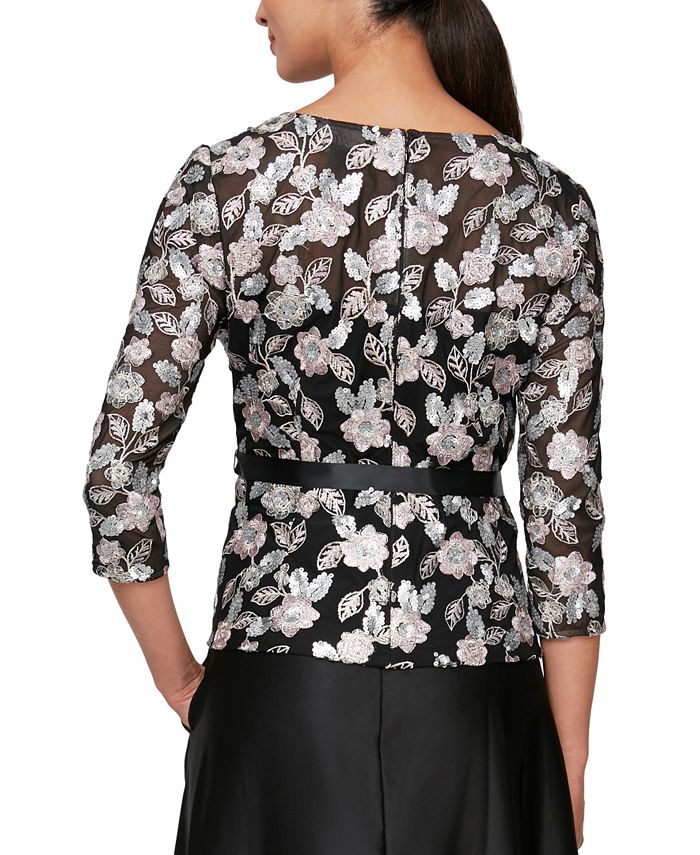 Alex Evenings Women's Sequined Embroidered Blouse - Macy's