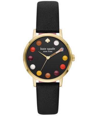 kate spade new york Women's Metro Three-Hand Black Leather Strap
