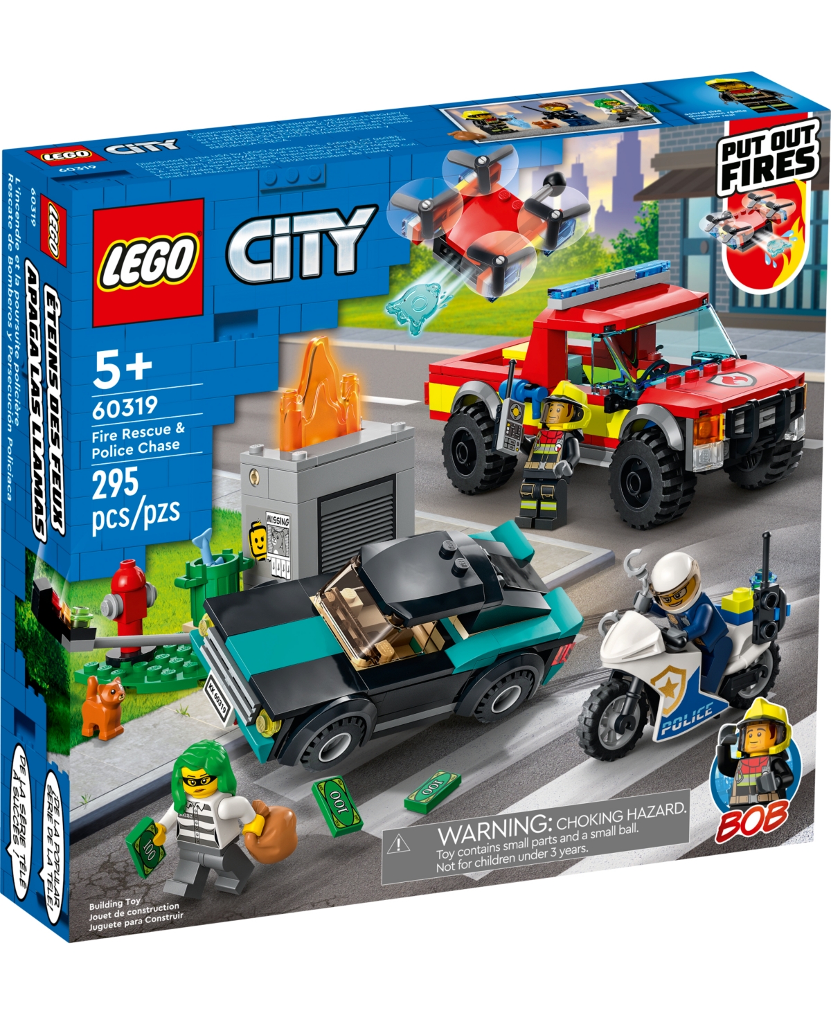 Shop Lego City Fire Fire Rescue & Police Chase 60319 Building Set, 295 Pieces In No Color