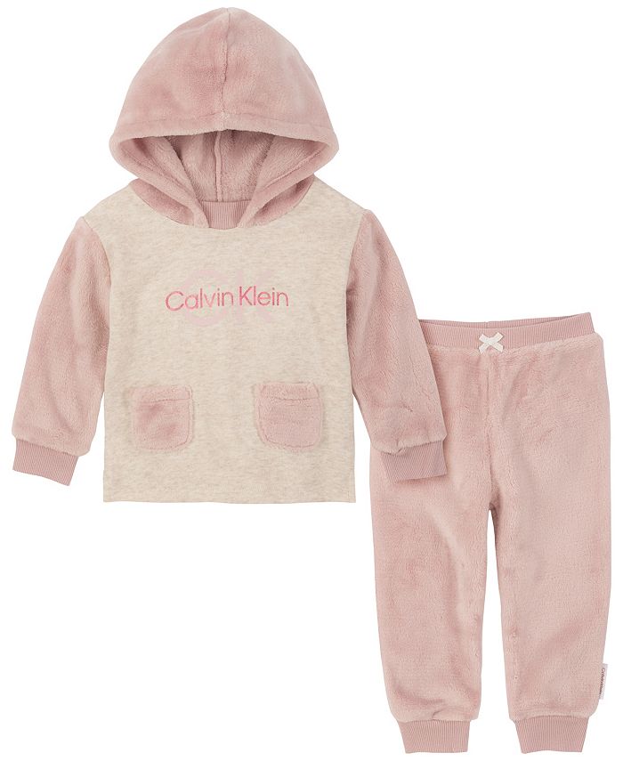 Calvin Klein Baby Girls Hoodie and Silky Joggers, 2 Piece Set - Macy's