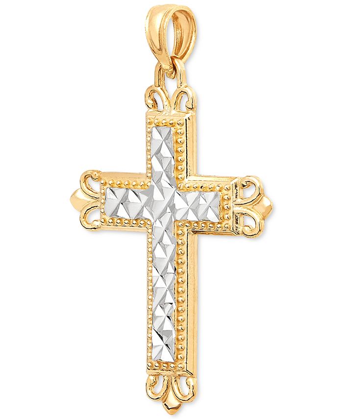 Macy's Ornate Two-Tone Cross Pendant in 14k Gold - Macy's