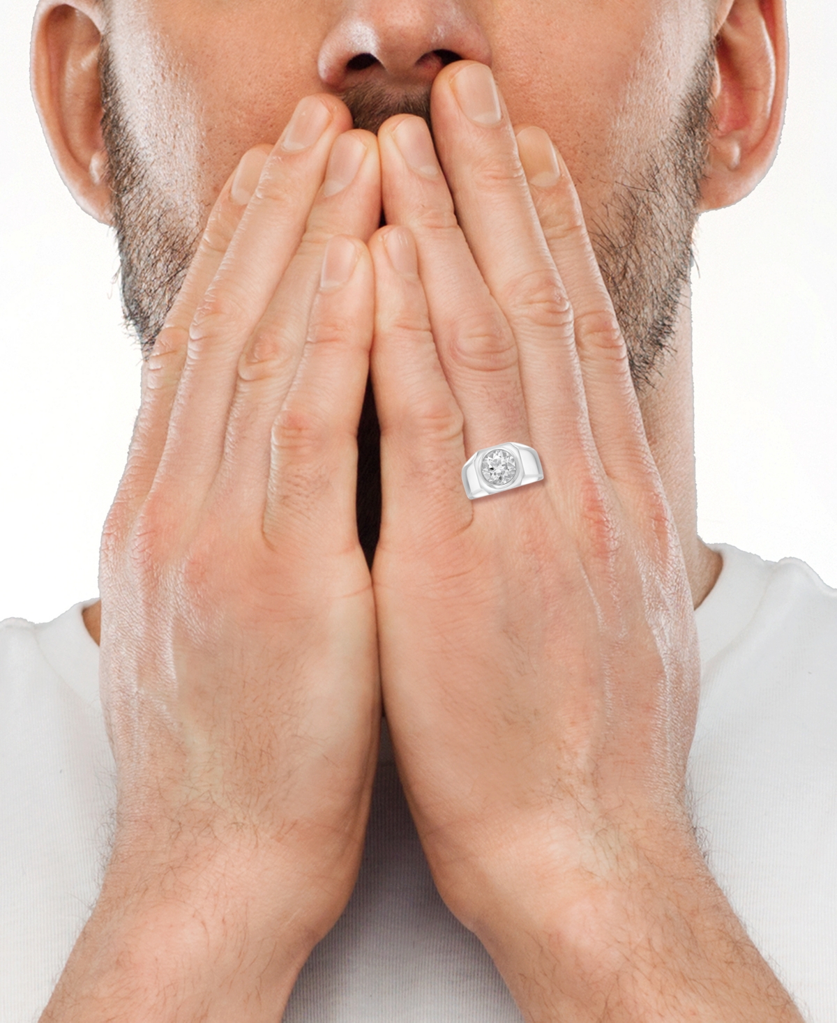 Effy Men's White Topaz Solitaire Ring (4-3/4 ct. t.w.) - Sterling Silver