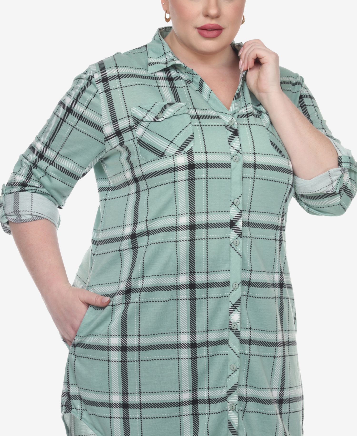 Plus Size Plaid Tunic Top