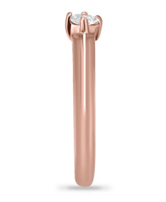 Solitaire Cubic Zirconia 18K Rose Gold and Gold Over Silver, Sterling Silver Toe Ring