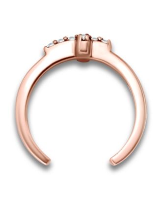 Cubic Zirconia Cross 18K Rose Gold Over Silver Toe Ring