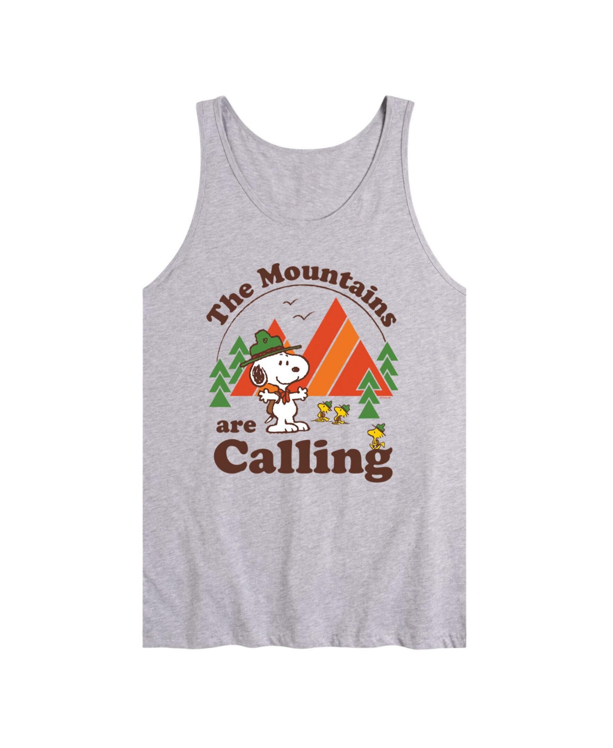 Airwaves Men's Peanuts Mountains Are Calling Tank In Gray