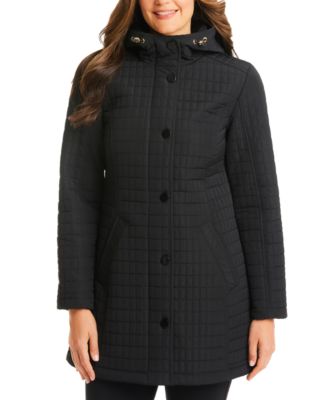 Jones New York Petite Hooded Quilted Coat, Created for Macy's & Reviews ...