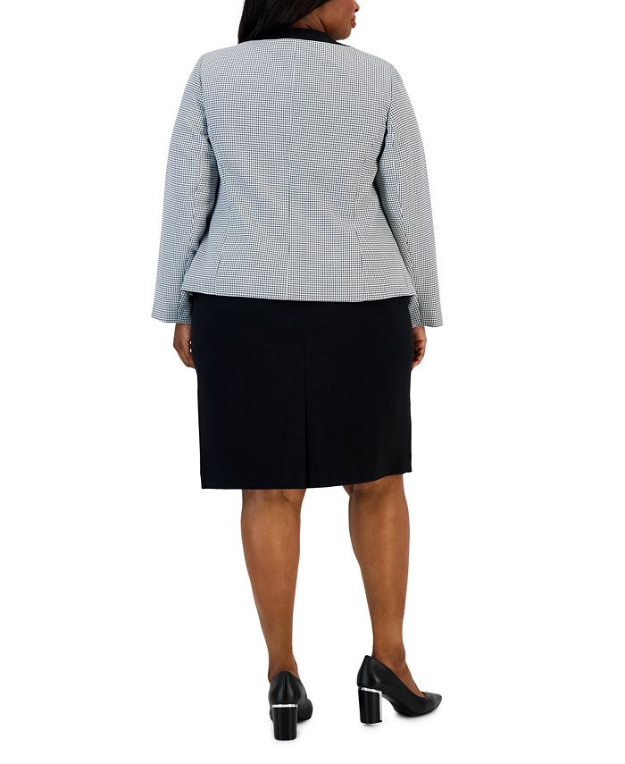 Le Suit Plus Size Houndstooth-Print Skirt Suit - Macy's