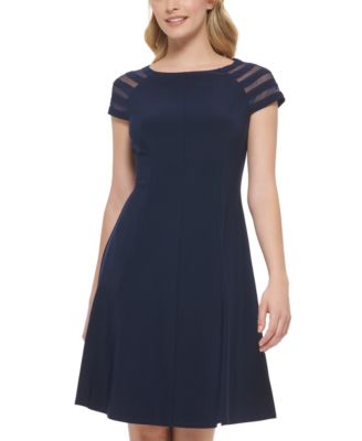 Jessica Howard - Petite Illusion-Striped-Sleeve Dress