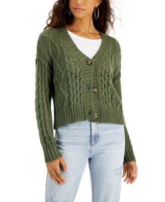 Hooked Up by IOT - Juniors' Cable-Knit Button-Front Sweater