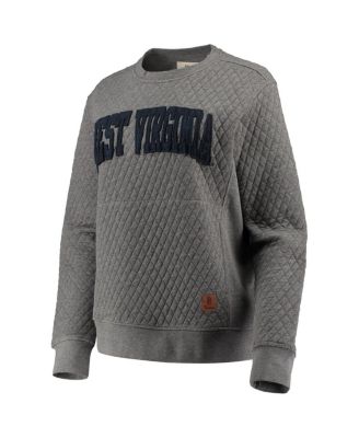 Women's Heathered Gray West Virginia Mountaineers Moose Applique Quilted Crewneck Sweatshirt