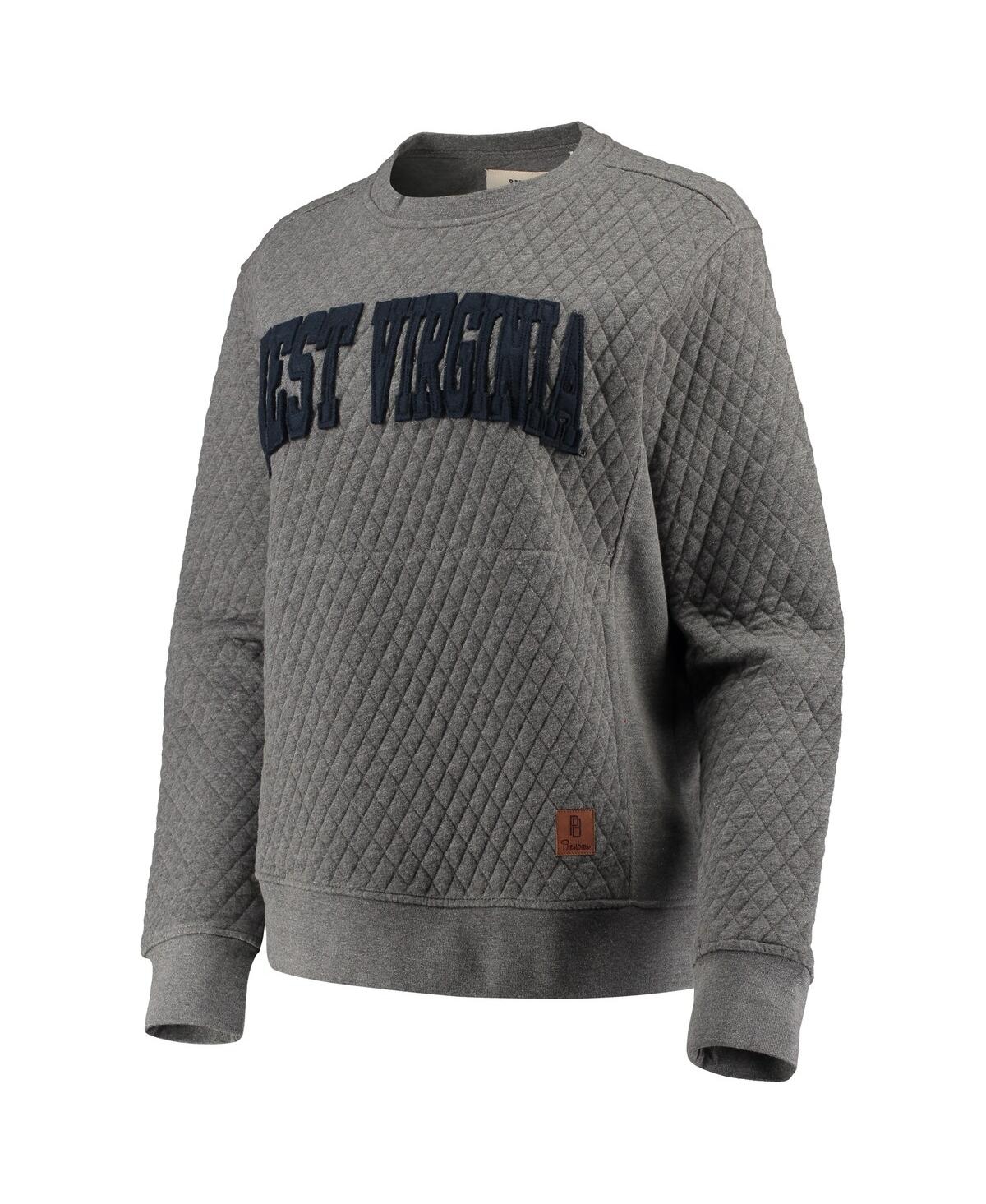 Pressbox Heathered Gray West Virginia Mountaineers Moose Applique Quilted Crewneck Sweatshirt In Heathered Gray