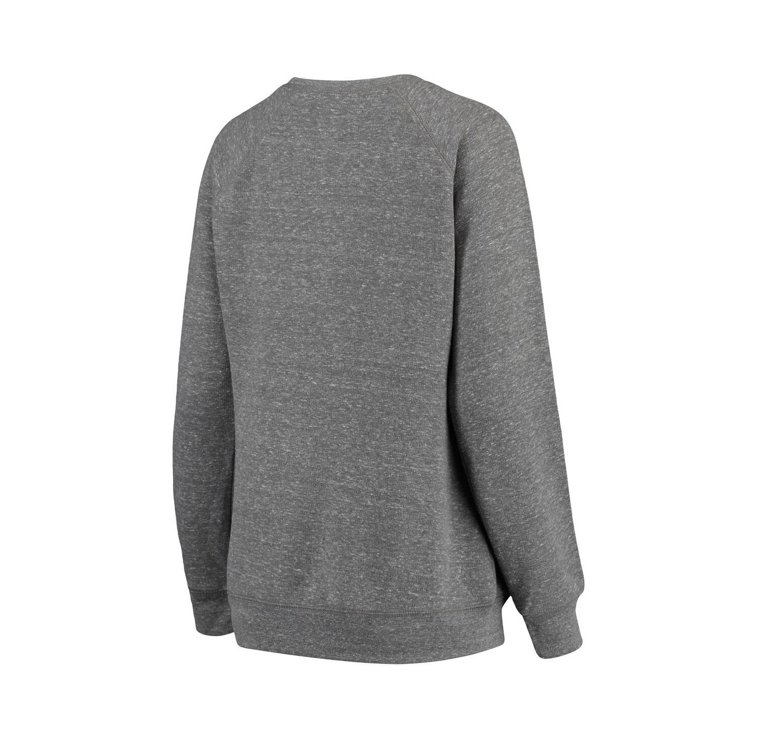 Women's Heathered Gray Oklahoma Sooners Big Team Logo Knobi Fleece Tri-Blend Crew Neck Sweatshirt
