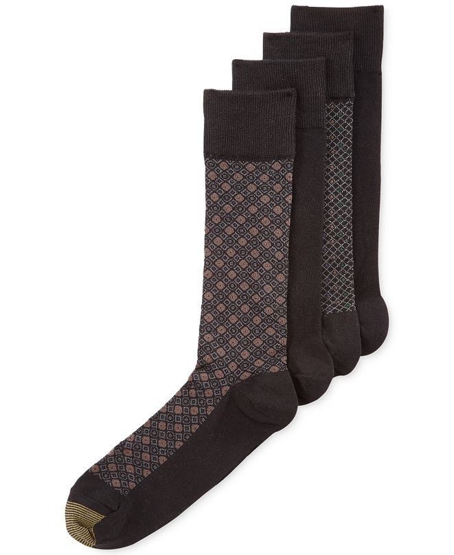 Gold Toe Men's Classic Mosaic Socks 4Pack, Created for Macy's