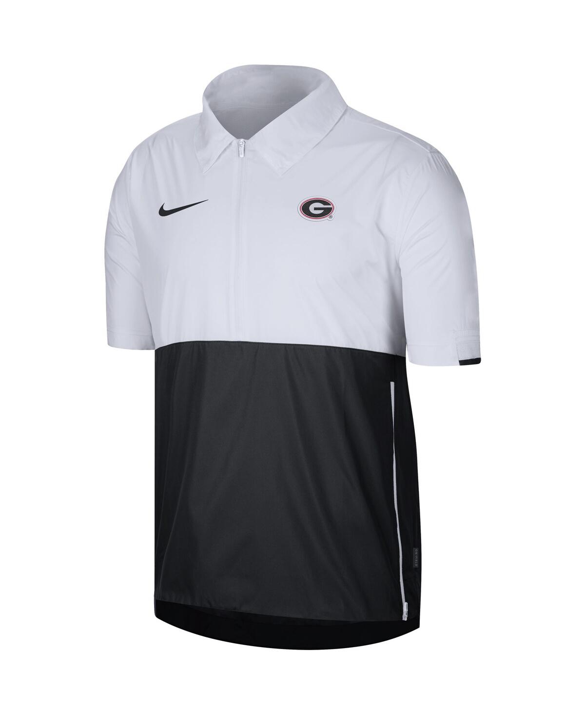 Shop Nike Men's  White Georgia Bulldogs Coaches Half-zip Pullover Jacket
