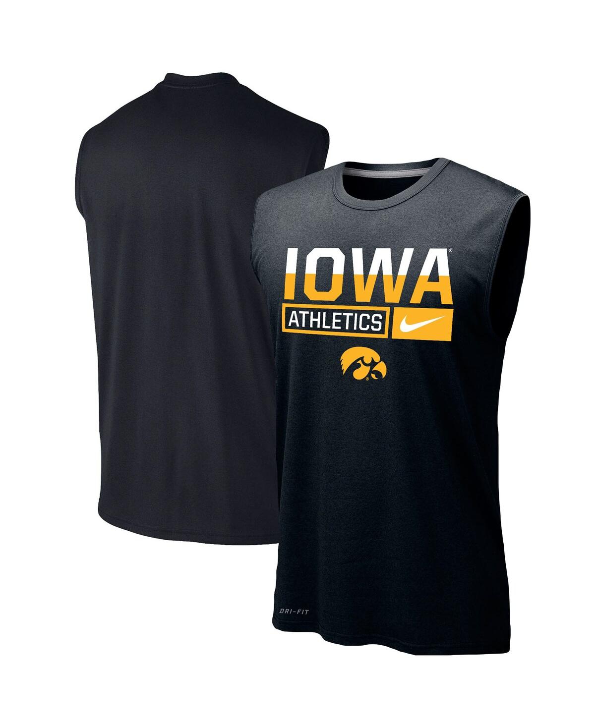 Men's Nike Black Iowa Hawkeyes Wordmark Drop Legend Performance Tank Top