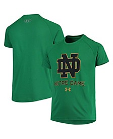 Youth Boys Green Notre Dame Fighting Irish Logo Lockup Performance T-shirt