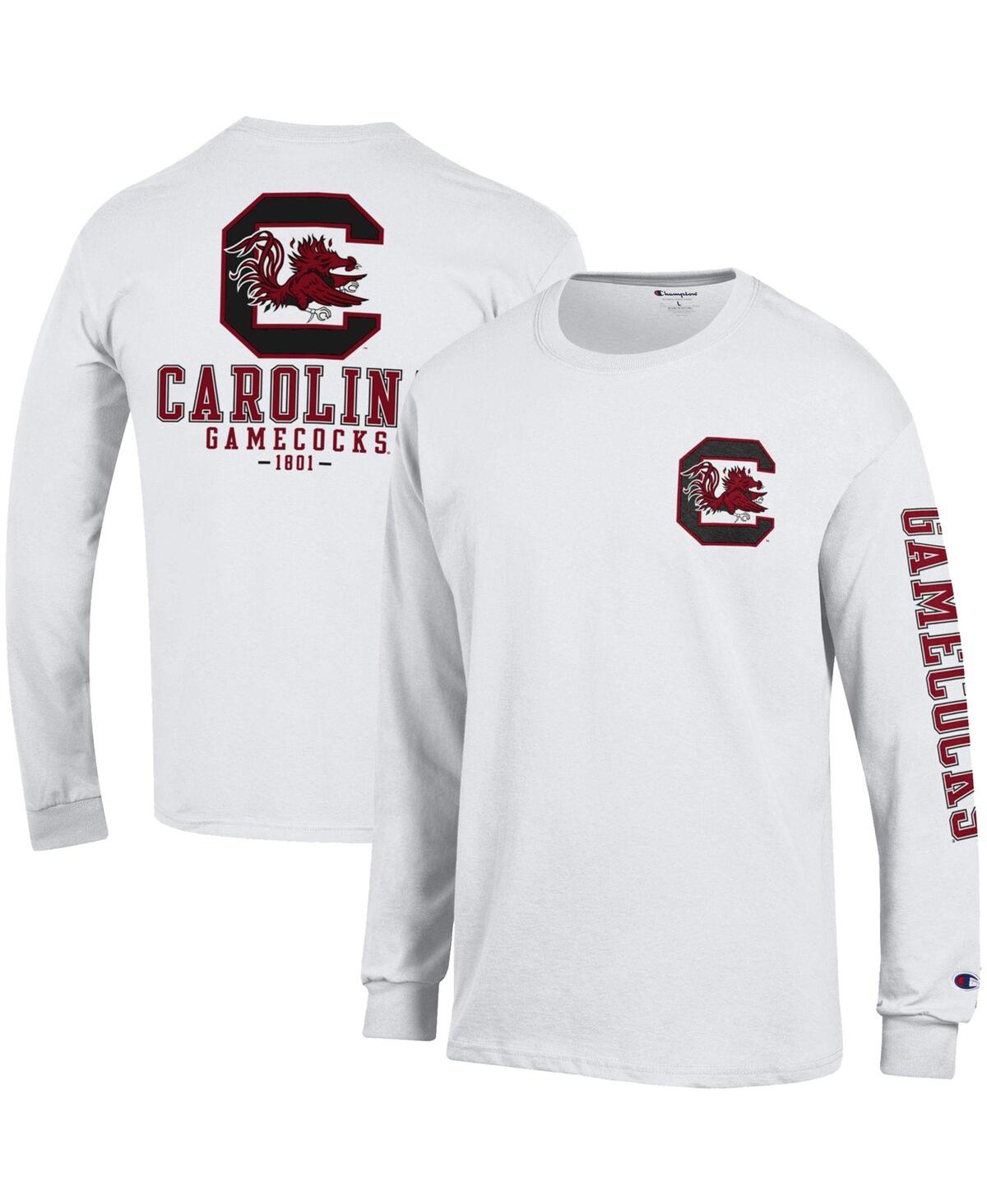 Men's ChampionSouth Carolina Gamecocks Team Stack 3-Hit Long Sleeve T-shirt - White